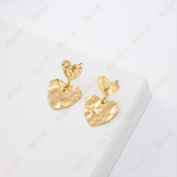 retro gold plated heart earrings